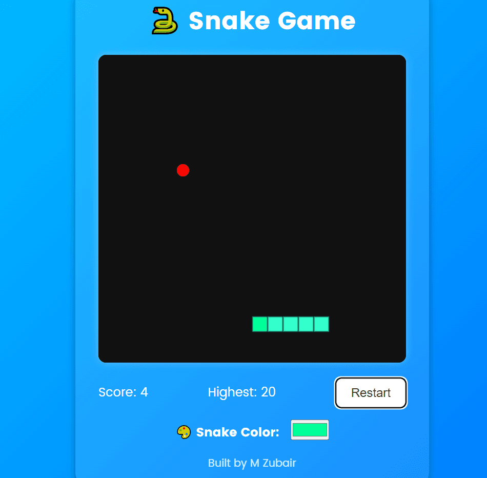 Play Snake Online: Classic 2D HTML5 Canvas Game | Muhammad Zubair